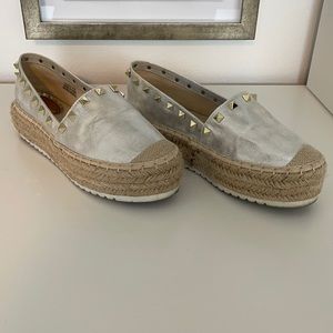Silver Flatfoarm Espadrilles
